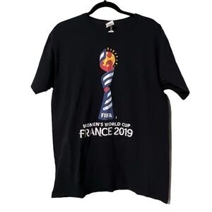 2019 FIFA women’s World Cup France soccer t-shirt tee‎ top black size Large